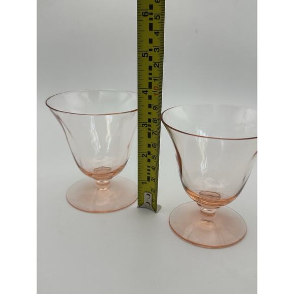Vintage Tiffin Pink Depression Glass Oyster Fruit Cocktail Glasses Set of 2 1930 - Picture 7 of 8